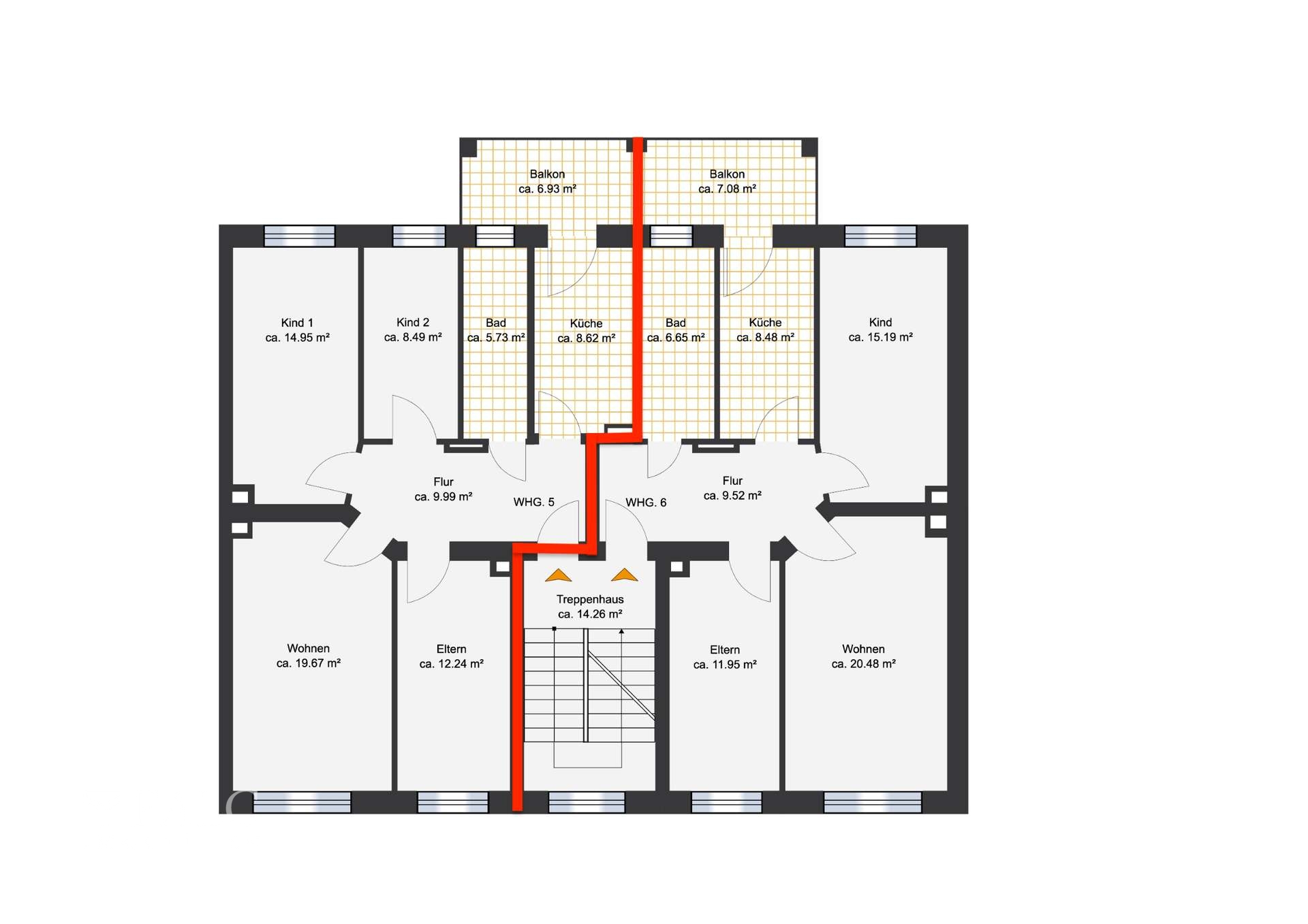 Grundriss Wohnung links
